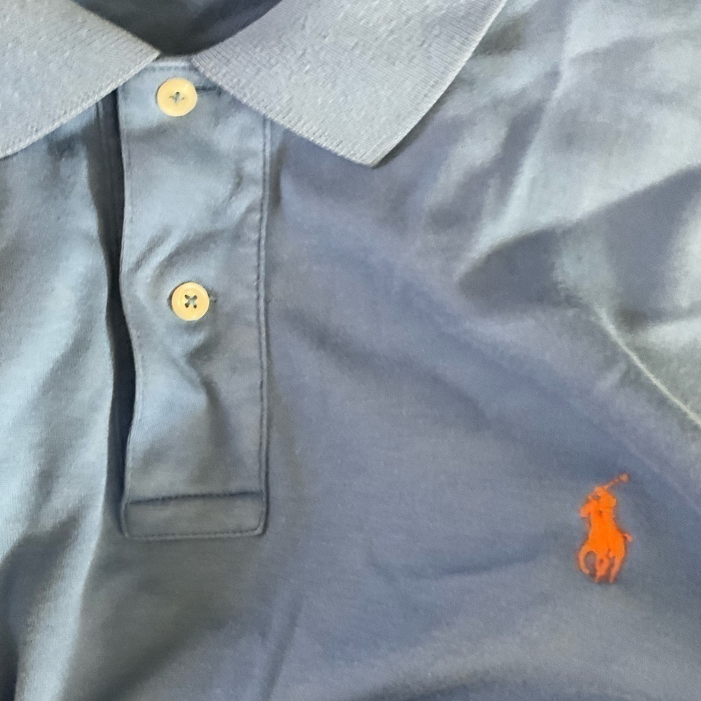 Men’s used Ralph Lauren size XL blue polo shirt orange pony Pre own items are - Picture 2 of 3